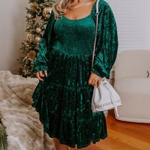 Green Crushed Velvet Dress